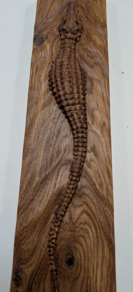 Sculpture de Crocodile en Bois