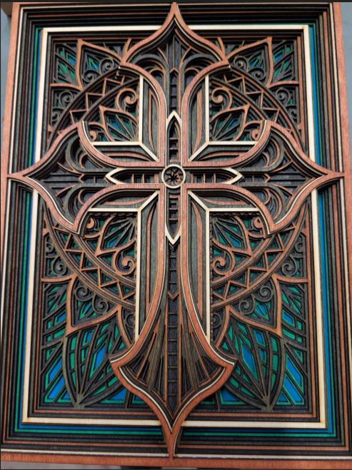 Multilayer Croix - Vitrail en Bois