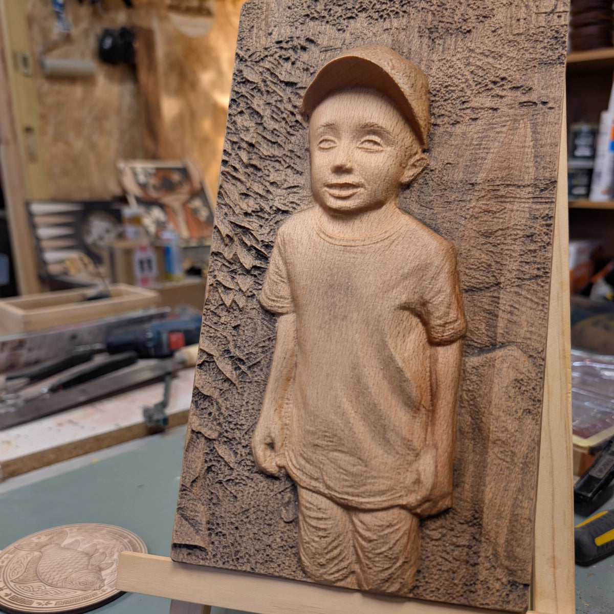 Portrait 3D sur Bois – Gravure CNC Personnalisée