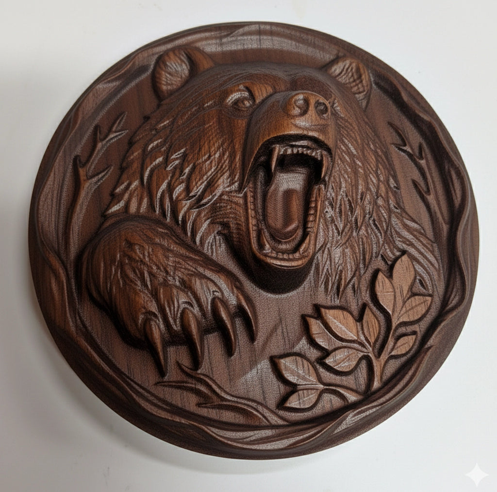 Gravure CNC d'Ours en Bois