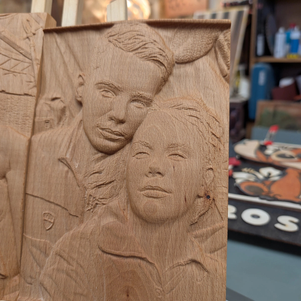 Portrait 3D sur Bois – Gravure CNC Personnalisée