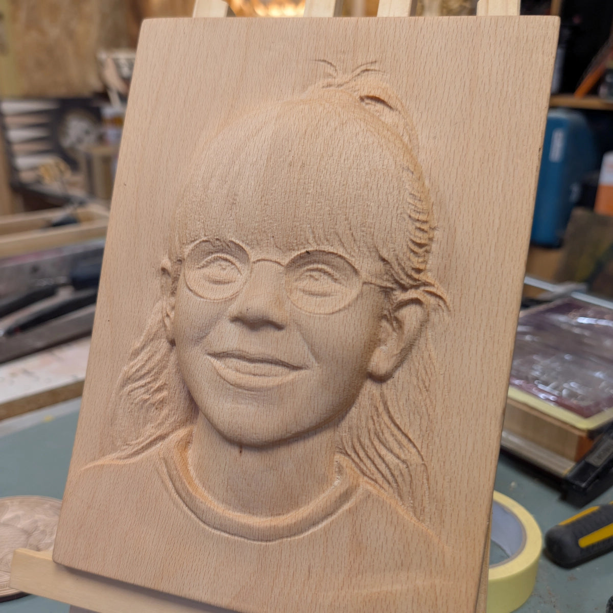 Portrait 3D sur Bois – Gravure CNC Personnalisée