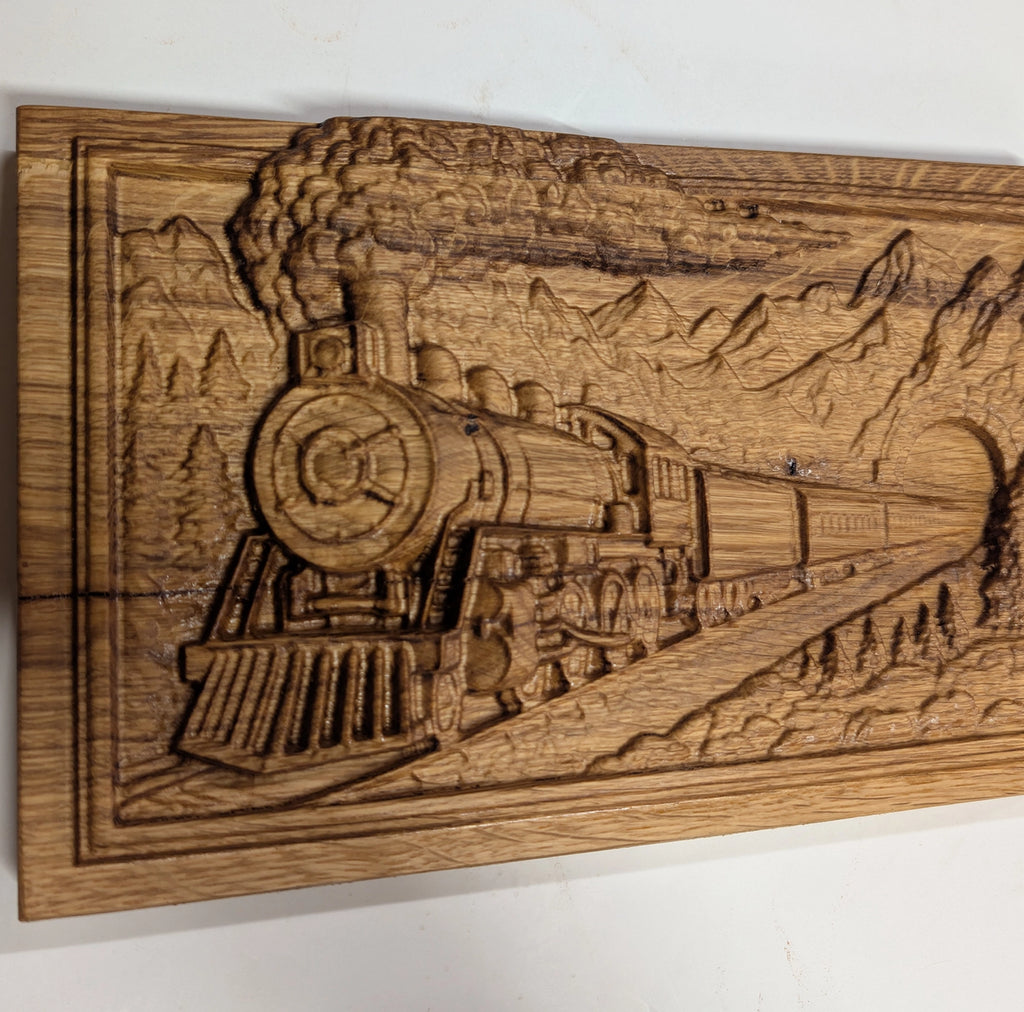 Gravure CNC en Bois Train à Vapeur