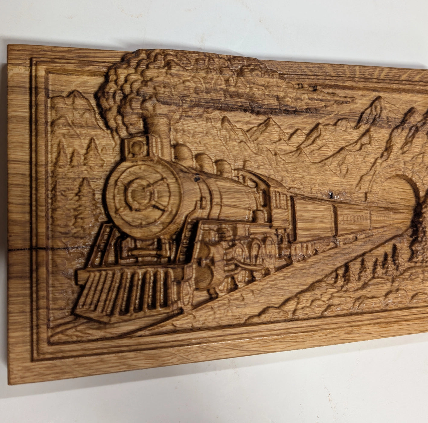 Gravure CNC en Bois Train à Vapeur