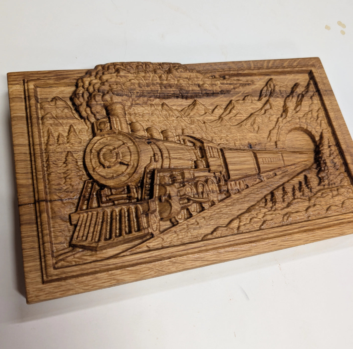 Gravure CNC en Bois Train à Vapeur
